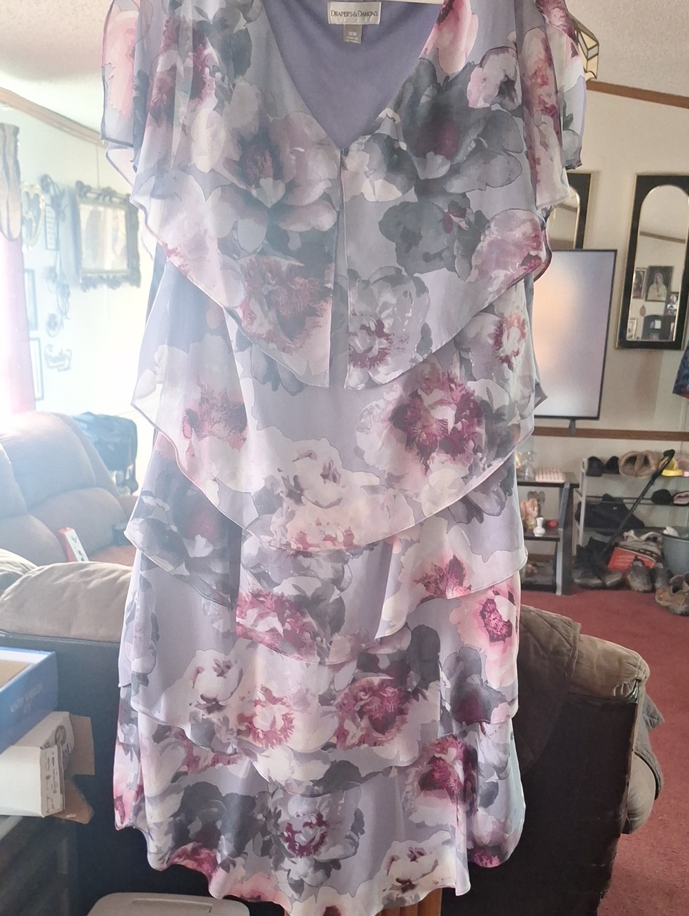 Drapers And Damons  Floral Lavender Tiered Midi Dress